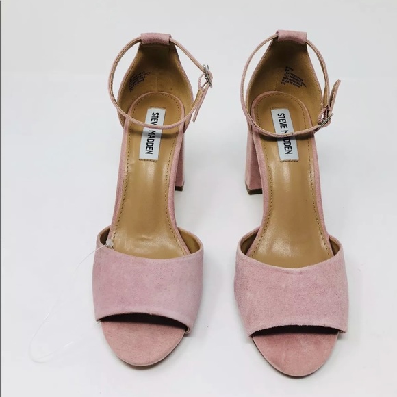 New Steve Madden Leather Suede Stacked Heel Sandal - Picture 4 of 8